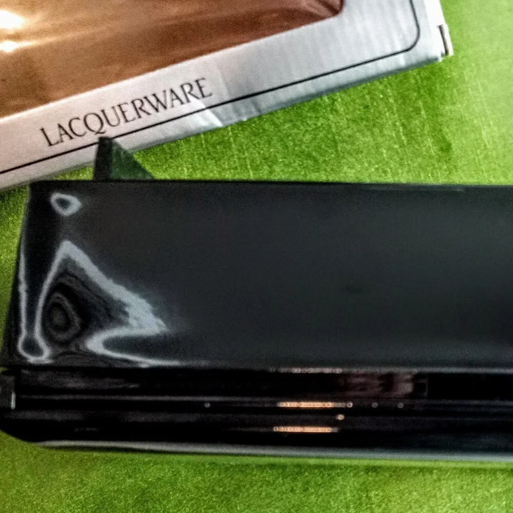 Vintage Japanese Black Lacquer Musical Jewelry Box NIB